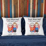 Personalized Just Married 50 Years Ago Throw Pillow Cover Valentine's Day Anniversary Birthday Gift Bedroom Home Decor