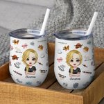 Personalisierte tägliche Erinnerungen Affirmationen niedlich isoliert Wein Becher mit Deckel 12oz für Kaffee Wein Geburtstag für Frauen Mädchen