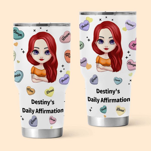 Personalised Daily Affirmation Brave Capable Kind Enough 30oz Tumbler Travel Cup Birthday Friend Gift for Women Sister
