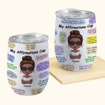Personalisierte meine positive Affirmationen tägliche Erinnerungen niedlich isoliert Weinbecher mit Deckel 12oz für Frauen ihre besten Freunde für hei