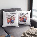 Personalized Just Married 50 Years Ago Throw Pillow Cover Valentine's Day Anniversary Birthday Gift Bedroom Home Decor
