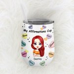 Vaso de Vino con Tapa Personalizado My Positive Affirmations Daily Reminders 12oz Apto para Líquidos Fríos y Calientes