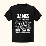 Personalisierte Ich kann nicht reparieren dumm, aber ich kann reparieren, was dumm tut Faust und Schraubenschlüssel mechanische Werkzeuge Herren-T-Shi