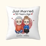 Personalized Just Married 50 Years Ago Throw Pillow Cover Valentine's Day Anniversary Birthday Gift Bedroom Home Decor