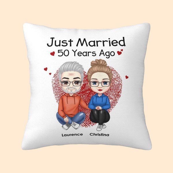 Personalized Just Married 50 Years Ago Throw Pillow Cover Valentine's Day Anniversary Birthday Gift Bedroom Home Decor
