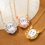 Personalized Brass Horseshoe Birth Flower Necklace Anniversary Gift Birthday Gift Mother's Day Gift Valentine's Day Gift for Girlfriend Mother Woman