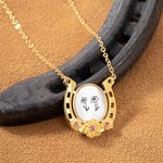 Personalized Brass Horseshoe Birth Flower Necklace Anniversary Gift Birthday Gift Mother's Day Gift Valentine's Day Gift for Girlfriend Mother Woman