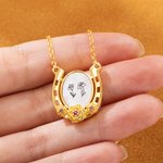 Personalized Brass Horseshoe Birth Flower Necklace Anniversary Gift Birthday Gift Mother's Day Gift Valentine's Day Gift for Girlfriend Mother Woman