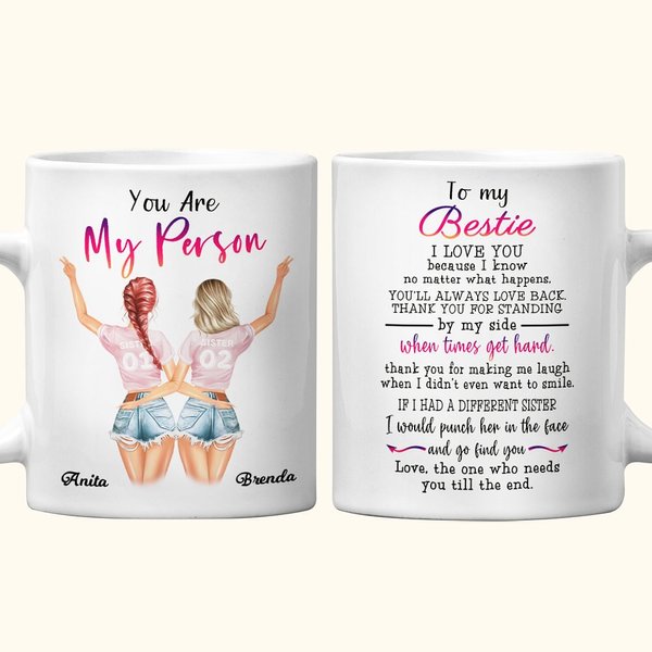 Gepersonaliseerde You Are My Person Bestie I Love You Witte Keramische Mok Vriendschap Verjaardagscadeau voor Zus Bestie Kantoor en Thuisdecoratie