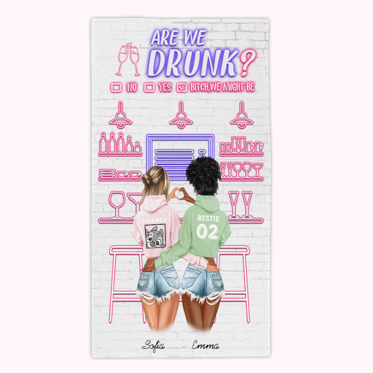 Personalizzato Are We Drunk Best Sisters Beach Towel Best Friend Outdoor Travel Swimming Camping Picnic Gift