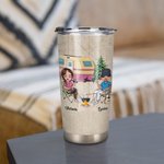 Personalized Life Is Better When You are Camping with Your Partners Couple Drink 20oz Tumbler for Hot and Cold Drinks Special Gift for Family Lover