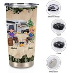 Personalizzato Marito e moglie in campeggio insieme Happy Drink 20 oz Tumbler Coperchi a prova di perdite Design per uso quotidiano