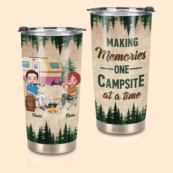 Gepersonaliseerde paar samen herinneringen maken Camping at a Time 20oz Tumbler Verjaardagscadeau Cadeau Verjaardagscadeau voor familie dagelijks gebr