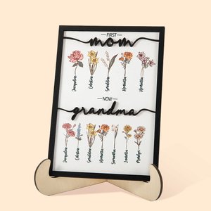 Personalizzato Prima Mamma Ora Nonna Nascita Fiore Giardino Legno Targa Cornice Segno con il nome del bambino Festa della Mamma Natale Casa Decor Regalo per la nonna Mamma
