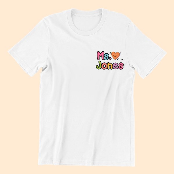 Personalisierte niedliche Lehrer Sweatshirt Lehrer T-Shirt mit Namen Inspirational Lehrer Geschenk zurück zu Schule Geschenk Lehrer Anerkennung Gesche