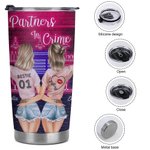 Personalized Partners In Crime Crazy Bestie Friendship 20oz Tumbler Bestie Gift Party Gift