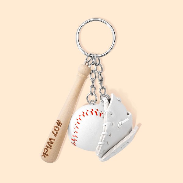 Personalisierte Multicolor Baseballschläger Baseballhandschuh Schlüsselanhänger Tasche Zubehör mit eingraviertem Namen Team Trainer Geschenk für Baseb