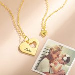Paire de Pendentifs Mère-Fille en Cœur Personnalisés avec Prénom et Initiale Gravés Cadeau Fête des Mères pour Maman et Fille