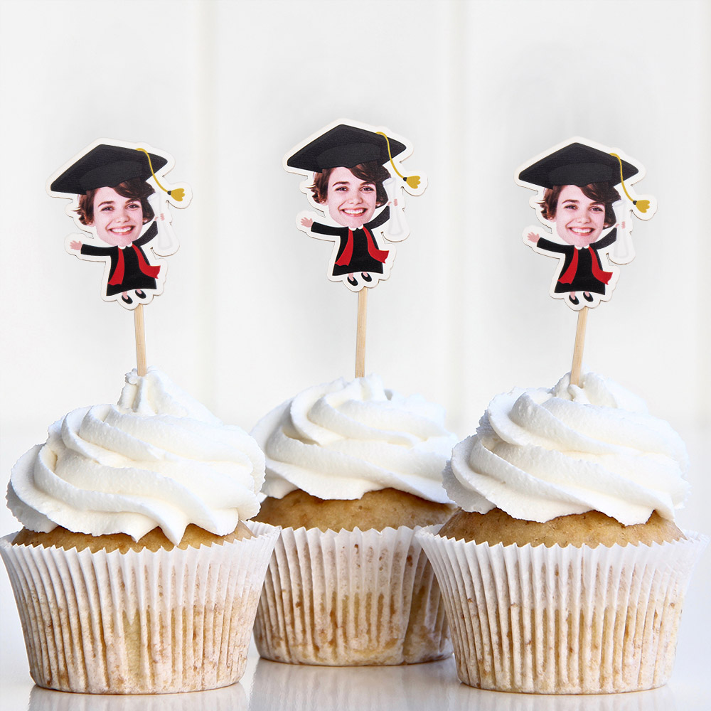 Personalised Graduation Photo Cupcake Toppers Set of 10 Cake ...