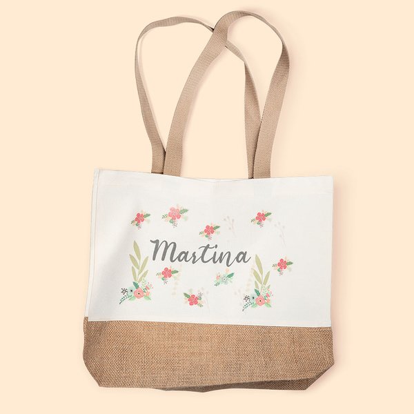 Bolsa Floral Personalizada Bolsa Reutilizable con Nombre Agradecimiento Regalo de Graduación para Profesora Mujer
