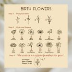 Personalized Engraved Family Birth Flower Bouquet Sterling Silver Ring Adorned with Zircon Birthday Mother's Day for Women