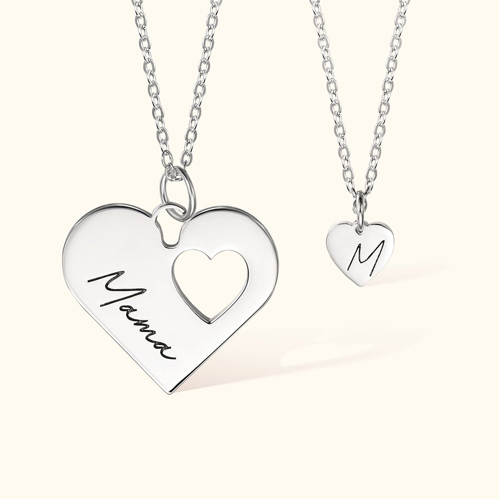 Personalised Love Heart Necklace Mother And Daughter Necklace Set