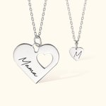 Paire de Pendentifs Mère-Fille en Cœur Personnalisés avec Prénom et Initiale Gravés Cadeau Fête des Mères pour Maman et Fille