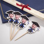 Photo Personnalisée de Graduation Cupcake Toppers Set of 10 Cake Decorations Party Favors Gift for Graduates