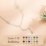 Collier Personnalisé avec Pierre de Naissance Nom et Fleur Cadeau d'Anniversaire Fête des Mères pour Mère Femme