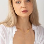 Collier Personnalisé avec Pierre de Naissance Nom et Fleur Cadeau d'Anniversaire Fête des Mères pour Mère Femme