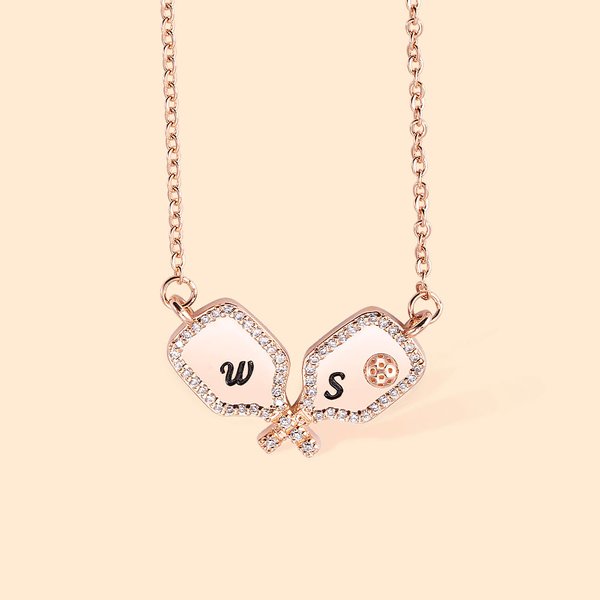 Personalizada de latón de plata esterlina Pickleball Paddle Collar Minimalista Collar Grabado con Inicial Pickleball Regalo Para Familia o Amigos