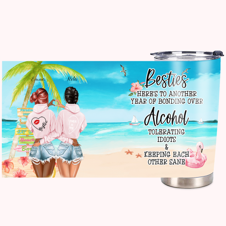 Personnalisé Besties Trip Beach Vacation Alcohol Drinking Party 20oz Tumbler Birthday Gift To My Friend