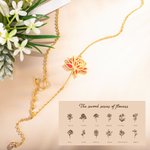 Collier Personnalisé avec Pierre de Naissance Nom et Fleur Cadeau d'Anniversaire Fête des Mères pour Mère Femme