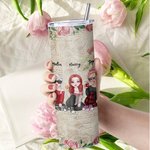Personalized Best Friends Forever Never Apart Vintage Rose Straight Skinny Tumbler Gift for Sister