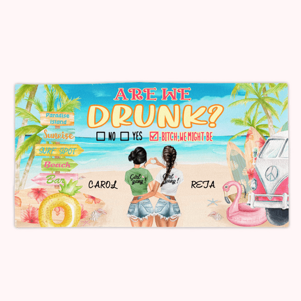 Spersonalizowany Ręcznik Plażowy Letnia Dziewczyna Hipisowski Autobus Czy Jesteśmy Pijani Ręcznik Plażowy Odporny na Piasek Szybkoschnący Prezent Urodzinowy Prezent dla Siostry Duszy