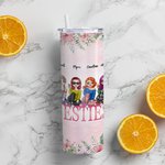 Spersonalizowane Cytaty Bestie Szczere Wyznanie dla Sióstr Przyjaciół Kwiatowe Tło Prosty Chudy Kubek Prezent dla Siostry