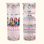 Spersonalizowane Cytaty Bestie Szczere Wyznanie dla Sióstr Przyjaciół Kwiatowe Tło Prosty Chudy Kubek Prezent dla Siostry