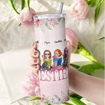 Spersonalizowane Cytaty Bestie Szczere Wyznanie dla Sióstr Przyjaciół Kwiatowe Tło Prosty Chudy Kubek Prezent dla Siostry