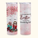 Spersonalizowany prezent dla siostry Besties Will Always Be Connected By Heart Love Tree Straight Skinny