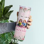 Spersonalizowane Cytaty Bestie Szczere Wyznanie dla Sióstr Przyjaciół Kwiatowe Tło Prosty Chudy Kubek Prezent dla Siostry