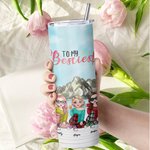 Personalisierte Bestie Zitate stehen an meiner Seite gerade Skinny Becher Geschenk für Schwester