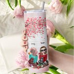 Spersonalizowany prezent dla siostry Besties Will Always Be Connected By Heart Love Tree Straight Skinny