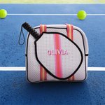 Bolsa de neopreno personalizada con monograma a rayas y nombre bordado para los amantes del pickleball
