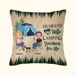 Personalized Husband And Wife Camping Partners for Life Throw Pillow Cover Gift for Camping Couple Bedroom Decor