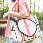 Bolsa de neopreno personalizada con monograma a rayas y nombre bordado para los amantes del pickleball
