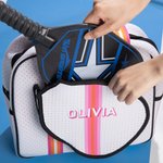 Bolsa de neopreno personalizada con monograma a rayas y nombre bordado para los amantes del pickleball