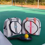 Bolsa de neopreno personalizada con monograma a rayas y nombre bordado para los amantes del pickleball
