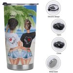 Personalised Forever Bestie Thanks For My Sister Summer Holiday Beach Happy Time 20oz Tumbler Bestie Gift for Hot and Cold Drinks