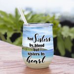 Henkilökohtainen ranta tyttö loma ei sisaret veren mutta sisaret sydämen 12oz viiniä Tumbler Double Wall Vacuum Friendship lahjoja