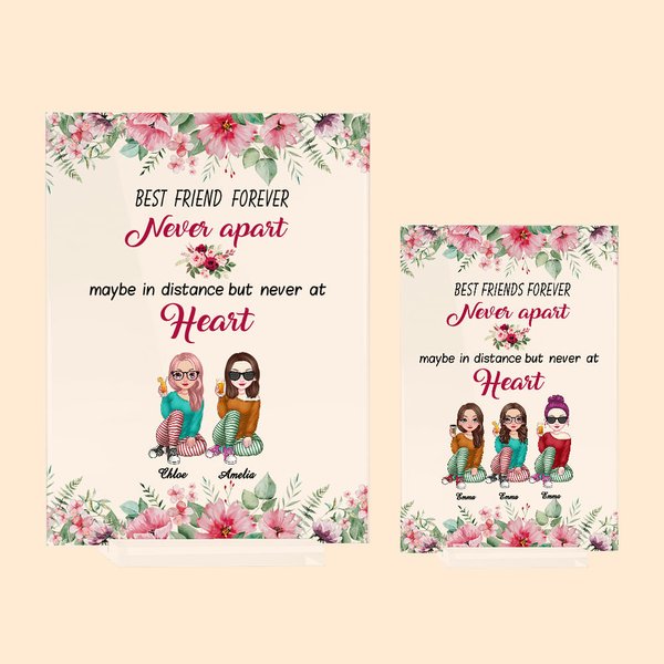 Personalized Best Friend Forever Never Apart Acrylic Plaque Long Distance Birthday Gift for BBF